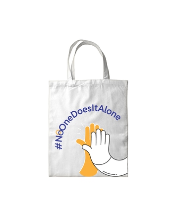 No One Does It Alone Tote Bag- White